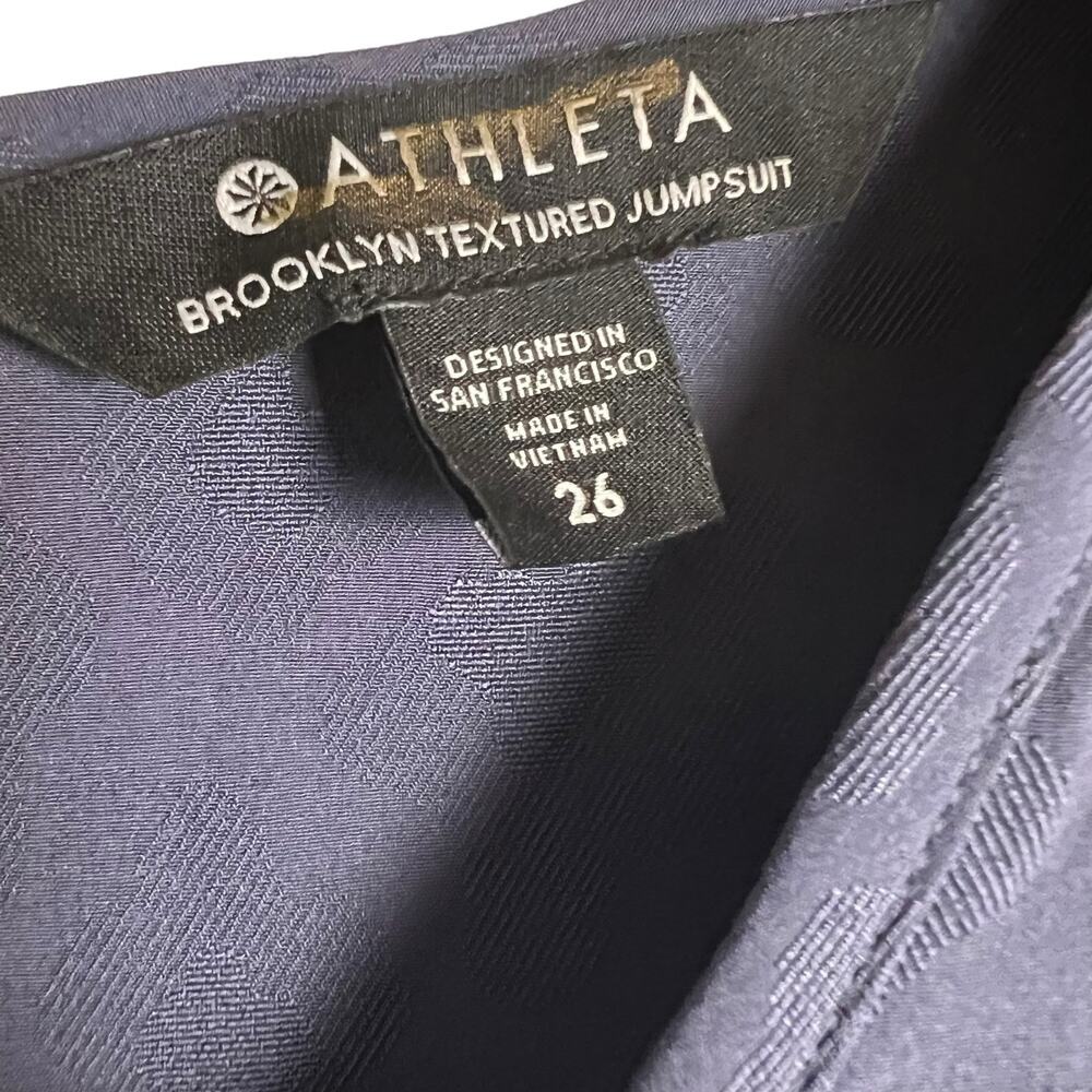 Athleta Brooklyn Textured Jacquard Leopard Medieval Violet Jumpsuit Size 26 - Picture 4 of 11